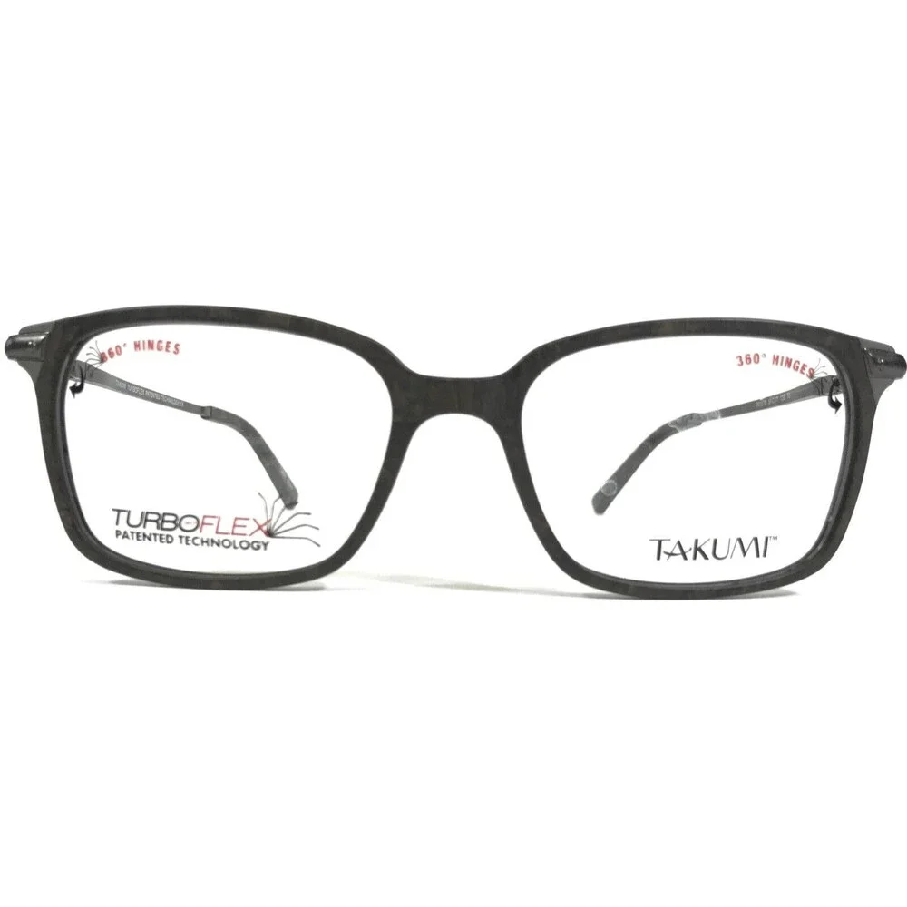 Takumi Eyeglasses Frames TK1079 10 Black Brown Square Turboflex 51-17-135